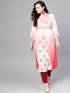 Ombre Layered Paisly Block Printed Flared Kurta