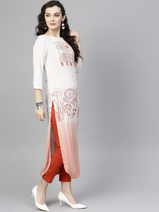 Ombre Block Printed Tasseled Kurta