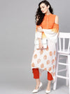 Ombre Cold-Shoulder Block Printed Kurta