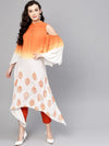 Ombre Cold-Shoulder Block Printed Kurta