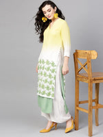 Ombre Double Layer Block Printed Kurta