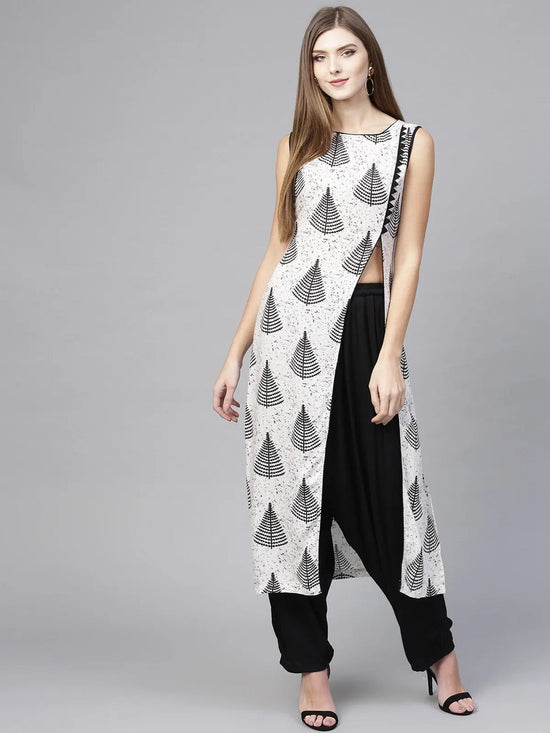 Monocromatic Printed Kurta With Dhoti Salwar