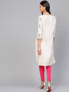 Off-White Placement Printed Tasseled Kurta