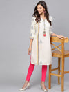 Off-White Placement Printed Tasseled Kurta