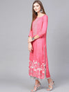 Pink Lotus Inspired Swan Printed Kurta