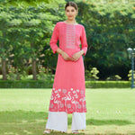 Pink Lotus Inspired Swan Printed Kurta