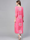 Pink Lotus Inspired Printed Panelled Kurta