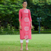 Pink Lotus Inspired Printed Panelled Kurta