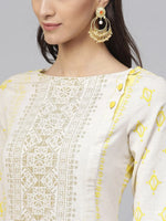 Printed Buttoned Neckline Kurta