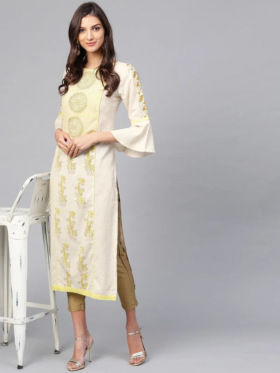 Printed Kurta With Bell Sleeves-PK4222-S