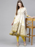 Printed Asymmetric Flared Hem Kurta