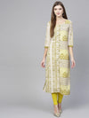 Off-White Half N Half Block Printed Kurta