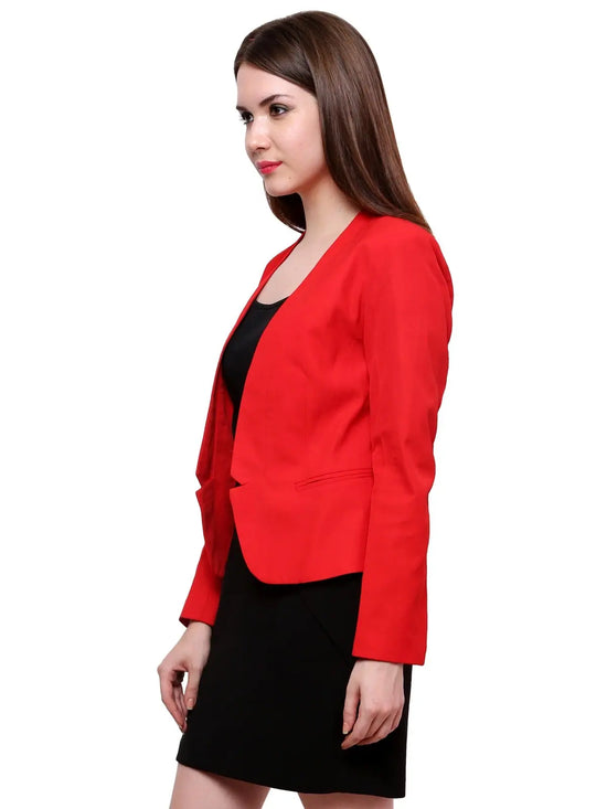 Red Solid Blazer