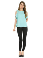 Solid Tie-Up Cold Shoulder Top