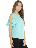 Solid Tie-Up Cold Shoulder Top