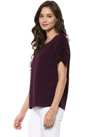 Pannkh Women's Solid Ruffle Drawstring Top