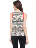 Pannkh Women's Tribal Print Incut Top