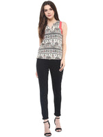 Pannkh Women's Tribal Print Incut Top