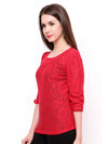 Pannkh Women's Net Ruched Top-PK3024RED-XS