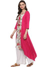 Pannkh Women's Floral Dipped Hem Kurta