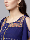 Blue Embroidered Sheer Asymmetric Kurta