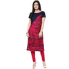 Pannkh Women's Abstract Print Asymmetric Yoke Kurti-PK1111PINK-S