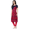 Pannkh Women's Abstract Print Asymmetric Yoke Kurti-PK1111PINK-S