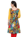 Pannkh Women's Mustard Multi Floral A Line kurti