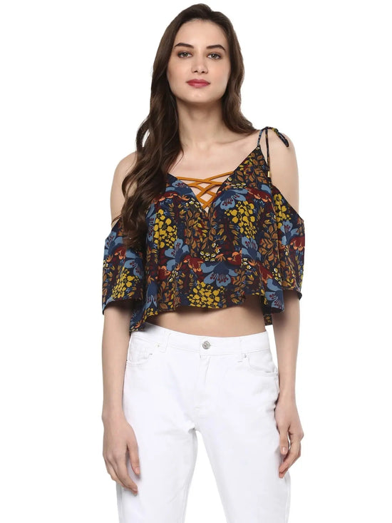 Pannkh Women's Floral Crop Top-PKT5139-XS