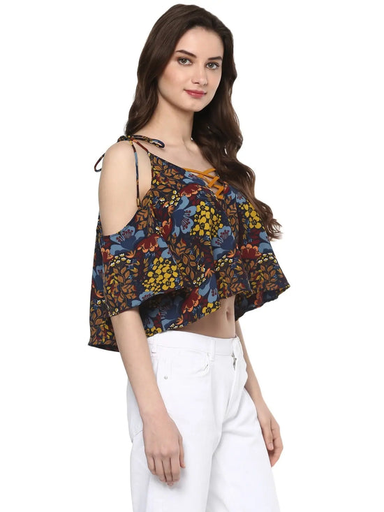 Pannkh Women's Floral Crop Top-PKT5139-XS