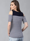 Pannkh Women's Breton Stripe Cold-Shoulder Top