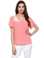 Pannkh Women's Floral Patch Top-PKT5128-XS