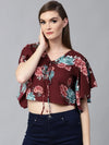 Pannkh Women's Floral Flare Sleeves Top