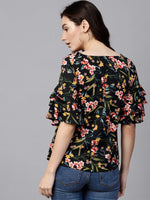 Pannkh Women's Floral Ruffle Top