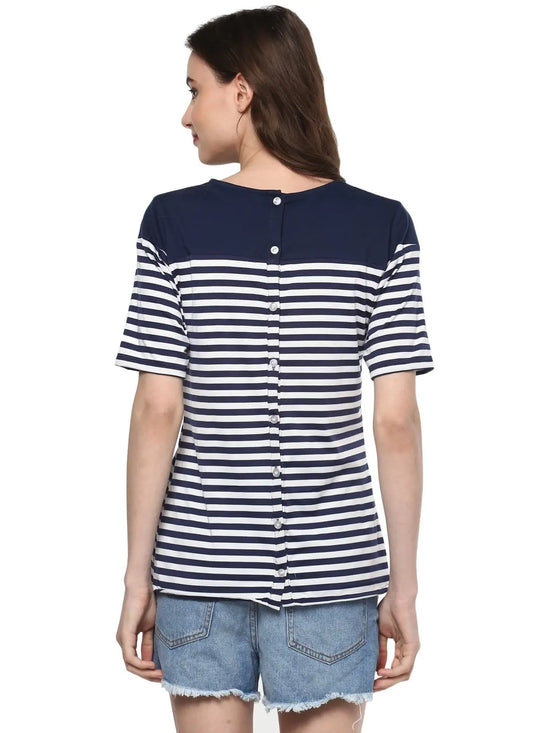 Breton Stripe Back Detail Top