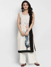 Sleeveless Floral Placement Printed Kurta