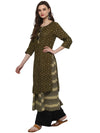 Pannkh Womens Slub Print Layered Kurta