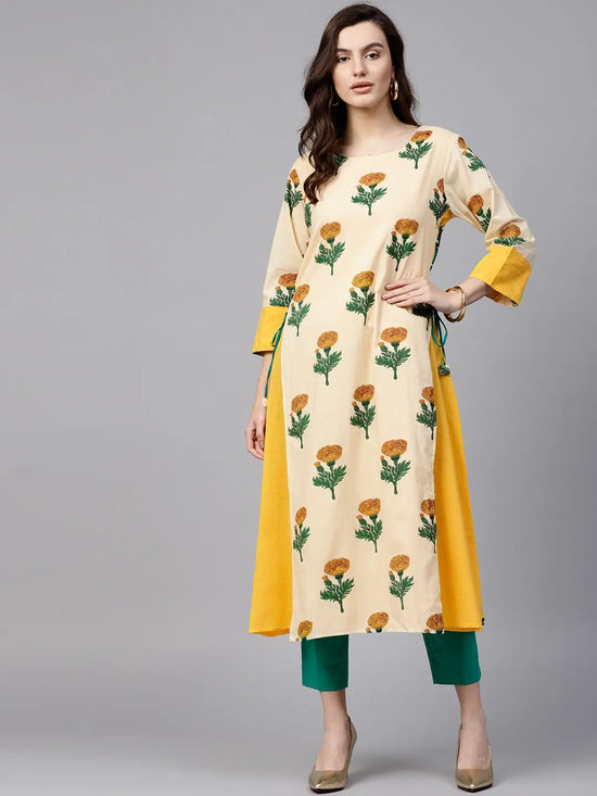 Pannkh Women's Floral Side Dori Anarkali Kurta