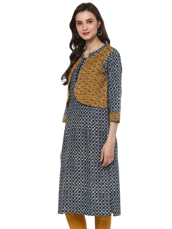 Indigo Tagai Print Koti Kurta