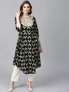 Pannkh Womens Ikat Anarkali Yoke Kurta