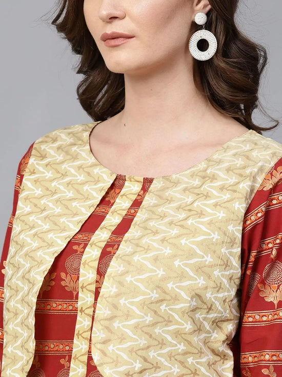 Pannkh Women's Straight Gold Print Kurta