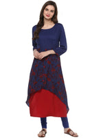 Pannkh Women's Floral Layered Kurta