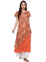 Pannkh Women's Floral Asymmetric Kurta