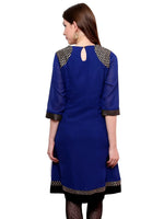 Pannkh Women's Shoulder Brocade Kurti-PK1123BLUE-S