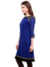 Pannkh Women's Shoulder Brocade Kurti-PK1123BLUE-S