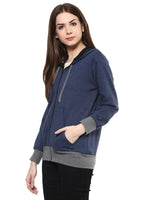 Solid Hooded Sweatshirts With Pockets-PKJ2022BLUE-S