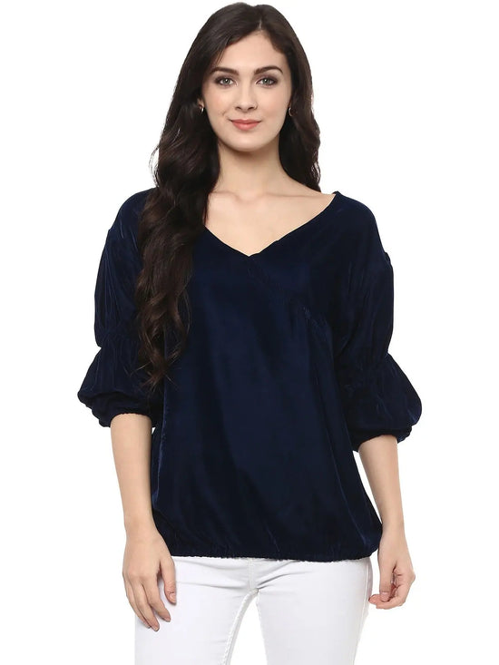 Pannkh Women's Solid Velvet Top