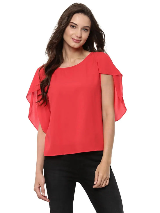 Pannkh Women's Solid Petal Opening Top