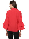 Pannkh Women's Loose Shirt With Bell Sleeves-LAT5105-XS