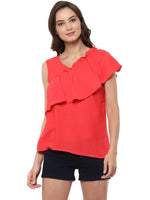 Asymmetric One-Side Frill Top